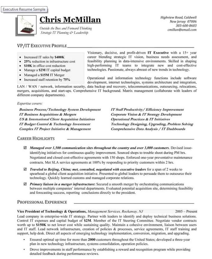 Vp technology resume examples