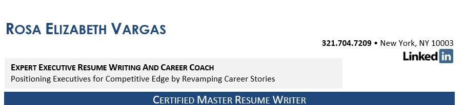 New executive resume header